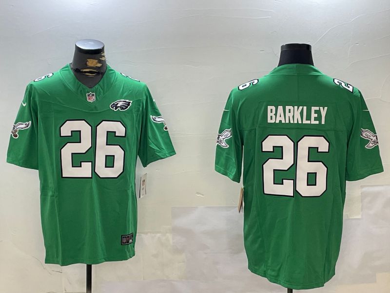 Men Philadelphia Eagles #26 Barkley Green Throwback Three generation 2024 Nike Limited NFL Jersey style 2